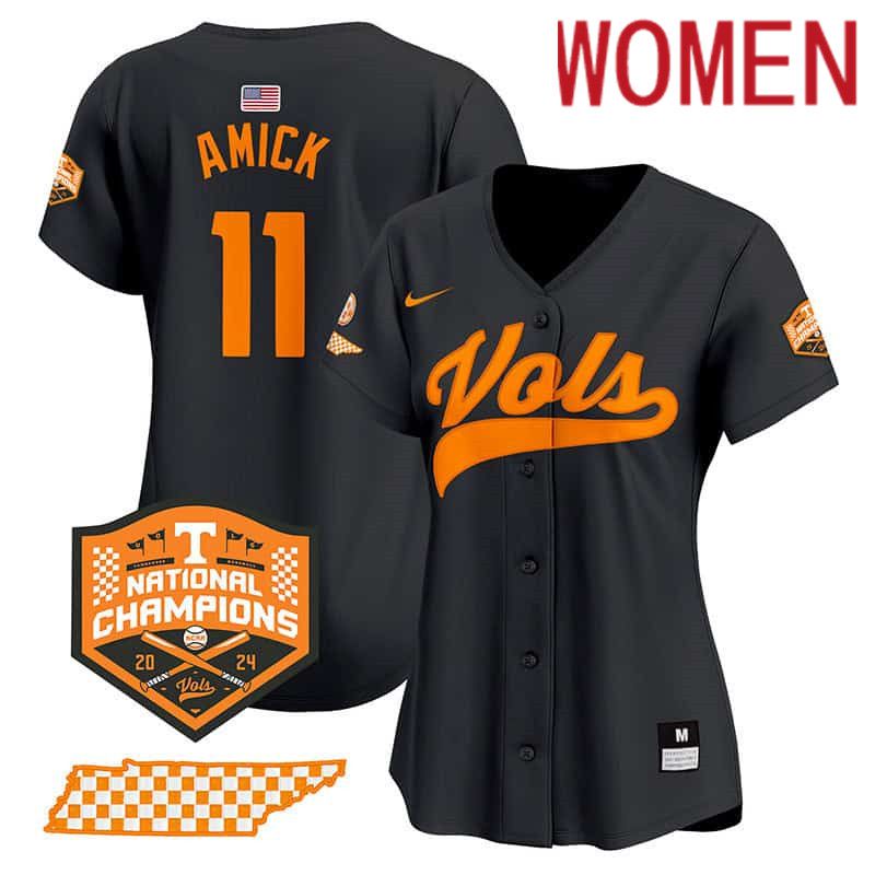 Women Tennessee Volunteers #11 Amick Black 2024 Nike Champions Vapor Premier Limited NCAA Jersey->women nfl jersey->Women Jersey